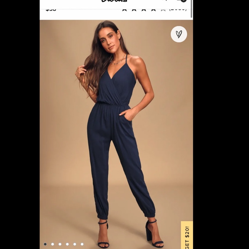 Lulu’s Learning to Fly Navy Jumpsuit Sz S